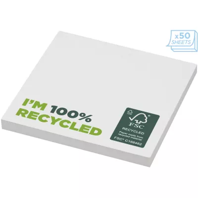 Karteczki samoprzylepne z recyklingu o wymiarach 75 x 75 mm Sticky-Mate® - Biały (21286014)