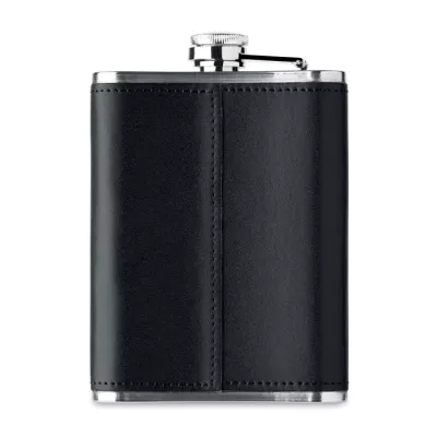 Piersiówka stalowa 200 ml w etui SLIMMY - Czarny (MO2629-03)