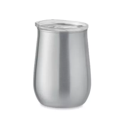 Kubek ze stali z recyklingu 500 ml z pokrywką URSA - Srebrny Mat (MO2090-16)
