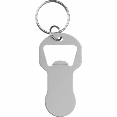 Brelok z otwieraczem do butelek i żetonem do wózka z aluminium z recyklingu OLIWIER - mid blue (9544507)