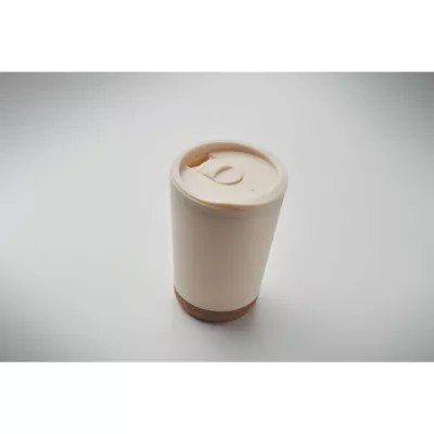 Kubek dwuścienny z korkową podstawą 300 ml CO - Bezowy (MO2446-13)