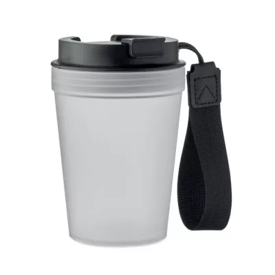 Kubek z PP z paskiem 300 ml ISFORDEN TUMBLER - Przezroczysty Bialy (MO2670-26)