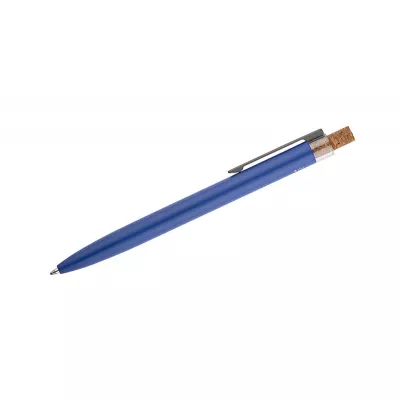 Długopis z recyklingowanego aluminium z korkowym przyciskiem KORIN - granatowy (19742-06)