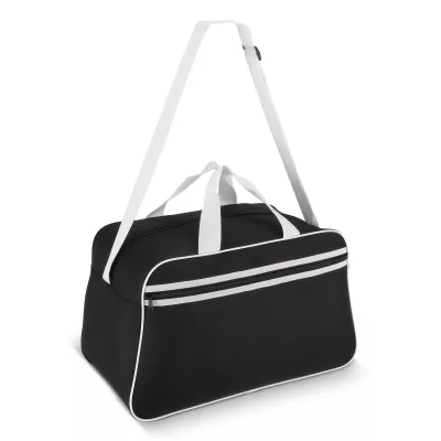 Torba sportowo-podróżna R-PET 600D 48 x 25 x 28 cm 30 l - czarno / biały (LT95366-N0201)