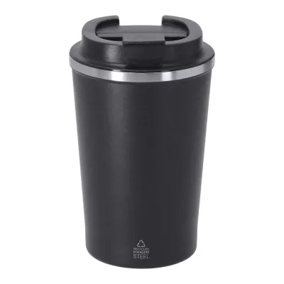 Kubek termiczny 350 ml ze stali nierdzewnej z recyklingu - czarny (VA679-03)