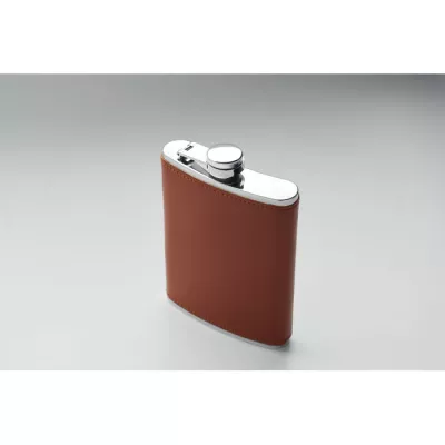 Piersiówka stalowa 200 ml w etui SLIMMY - Brazowy (MO2629-01)