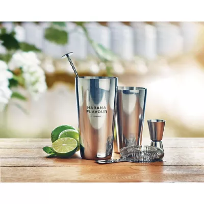 Zestaw koktajlowy z shakerem 750 ml BOSTON - Srebrny Blyszczacy (MO6224-17)