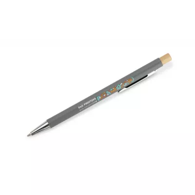 Długopis metalowy z bambusowym przyciskiem KIVO - szary (19732-14)