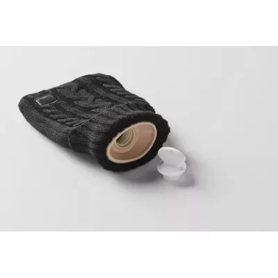 Termofor 400 ml w dzianinowym pokrowcu TOASTY - Czarny (MO2720-03)