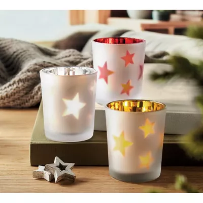Świeczka LED tealight w szklanym słoiku LANDLE - Czerwony (CX1572-05)