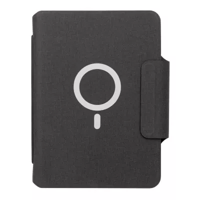 Teczka konferencyjna, notatnik A5, ładowarka bezprzewodowa, power bank 8000 mAh - czarny (P774.312)