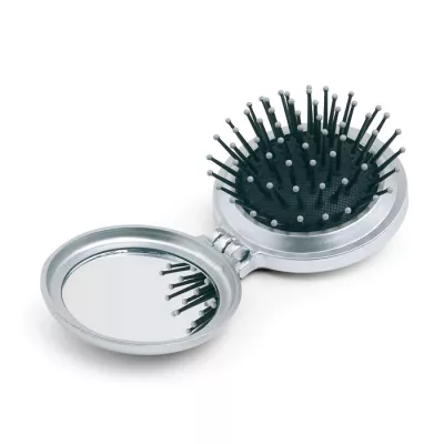 Lusterko składane ze szczotką do włosów B BEAUTY - Srebrny (KC2683-14)