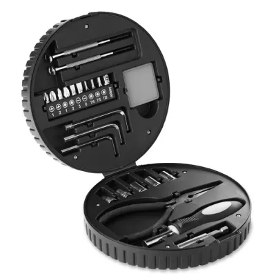 Zestaw narzędzi 25 elementów w etui-oponie RUEDA TOOL - Czarny (MO8471-03)