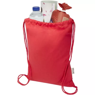 Oregon Blend torba ściągana sznurkiem z materiału materiału z recyklingu, 140 g/m², 5 l, posiadająca certyfikat GRS - Czerwony (12076121)