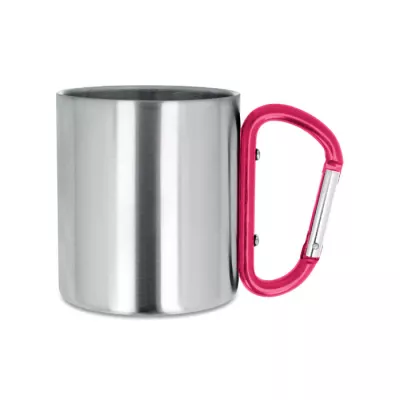 Kubek stalowy dwuścienny z karabinkiem 220 ml TRUMBO - Czerwony (MO8313-05)