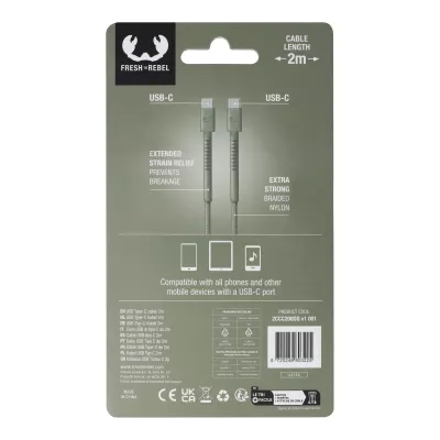 2UCC200 | Kabel Fresh 'Rebel USB-C do USB-C 2,0 m - Dried Green (LT49409-N0049)