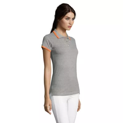 Polo damskie z piki 200 g/m² Sol's PASADENA WOMEN - Melanż Szary/pomarańczowy (S00578-MO)