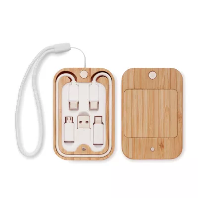 Ładowarka bezprzewodowa 15W z kablem 3 w 1 CHARGOO - Drewna (MO2450-40)