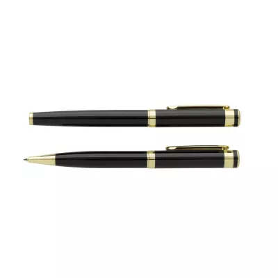 Zestaw piśmienny z mosiądzu z recyklingu Swiss Peak - czarny (P611.3001)