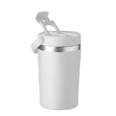 Kubek termiczny ze słomką i paskiem 350 ml COZYCUP - Bialy (MO2922-06)