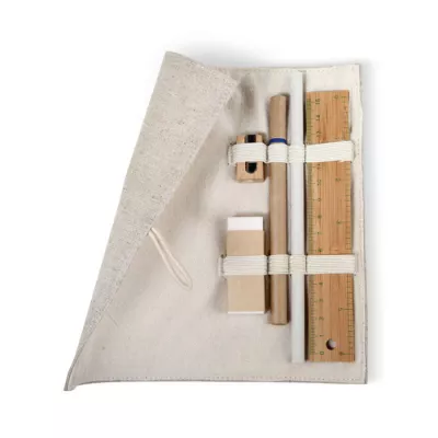 Zestaw biurkowy w etui z juty ECOSET - Bezowy (MO7755-13)