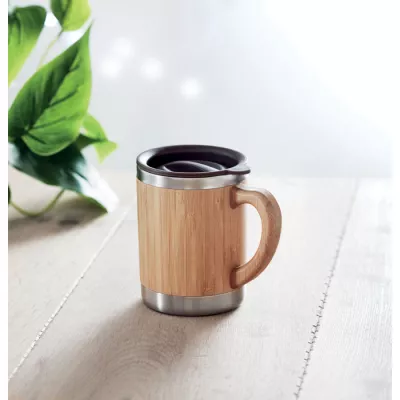 Kubek termiczny w bambusowej obudowie 300 ml MOKKA - Drewna (MO9689-40)