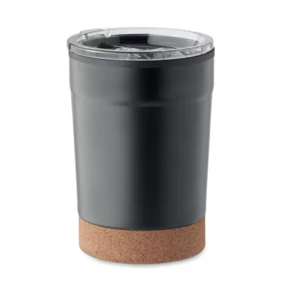Kubek termiczny 300 ml z korkową podstawką NOMU - Czarny (MO2187-03)