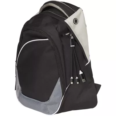 Metal kabel do ładowania 4 w 1 z aluminium z recyklingu z łańcuchem do kluczy - Czarny (12438290)