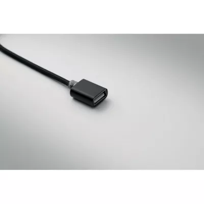 Brelok z kablem 3 w 1 i hubem USB aluminiowy HUBLUE - Czarny (MO3150-03)