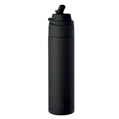 Butelka stalowa ze słomką 650 ml TOIEN ONE - Czarny (MO2989-03)