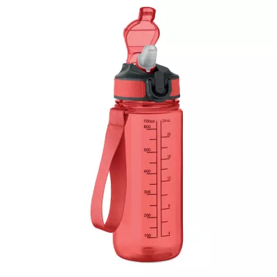 Butelka sportowa motywacyjna z RPET 700 ml ENKEL - Przezroczysty Czerwony (MO2792-25)