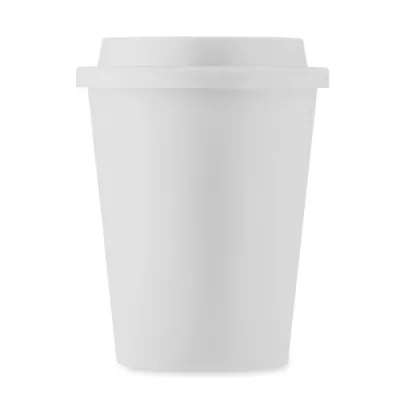 Kubek dwuścienny z PP z ustnikiem 300 ml NOLA - Bialy (MO6582-06)