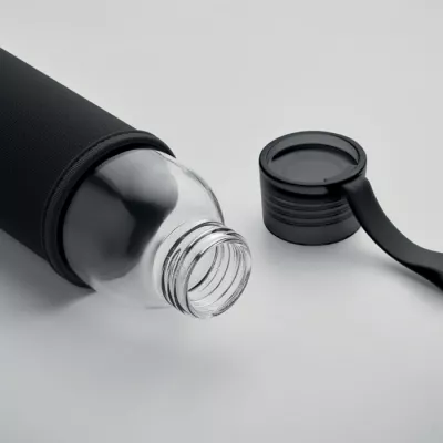 Butelka szklana z recyklingu 500 ml w etui EBOR - Czarny (MO2089-03)