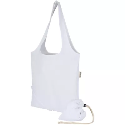 Madras Blend - torba na zakupy, wykonana z recyklingowanej baweły o gramaturze 140 g/m² posiadającej certyfikat GRS, składana - Biały (12080501)