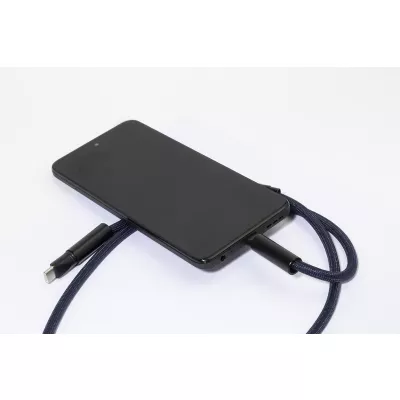 HolCharge smycz, uchwyt na telefon, kabel 60W RPET - ciemno niebieski (AP864133-06A)