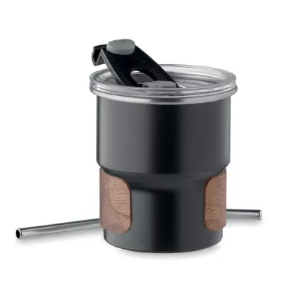 Kubek stalowy ze słomką 260 ml MATE - Czarny (MO2423-03)
