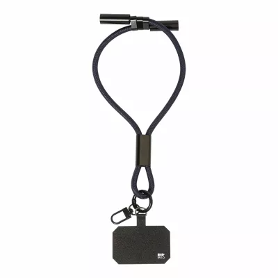 CuffCharge smycz na nadgarstek, uchwyt na telefon, kabel 60W RPET - ciemno niebieski (AP864134-06A)