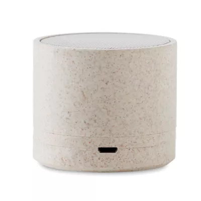 Głośnik bezprzewodowy 3W ze słomy ROUND BASS+ - Bezowy (MO9995-13)