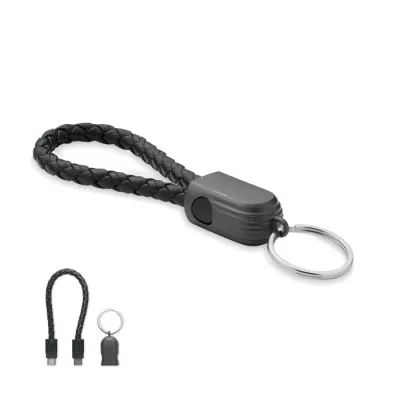 Brelok z kablem USB-C 60W FAULETI LOOP - Czarny (MO2647-03)
