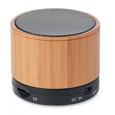 Głośnik w bambusowej obudowie 3W ROUND BAMBOO - Czarny (MO9608-03)