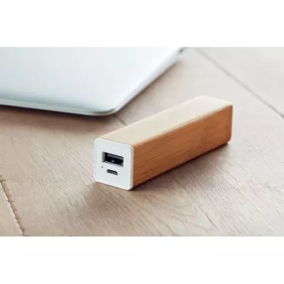 Powerbank w bambusowej obudowie 2200 mAh POWERBAM - Drewna (MO9673-40)