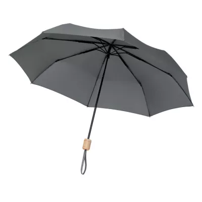 Parasol składany 21" z RPET z drewnianą rączką TRALEE - Szary (MO9604-07)