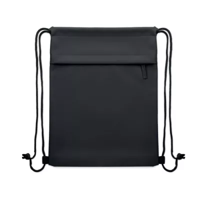 Worek ze sznurkiem z RPET 600D z kieszenią BANGKOK BAG - Czarny (MO2639-03)
