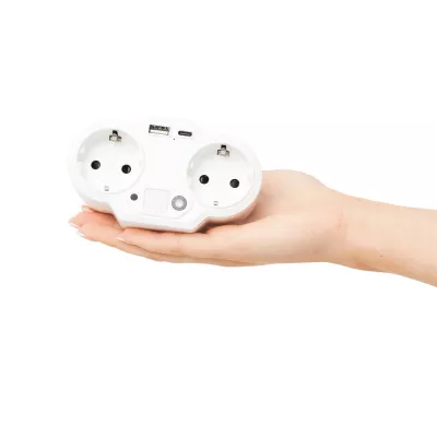 Wtyczka USB z lampką nocną - biały (56-0402719)