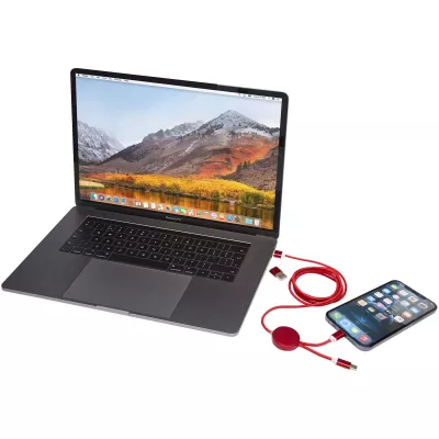 Alasia kabel do synchronizacji danych i szybkiego ładowania 5 w 1 27 W o długości 150 cm z tworzyw sztucznych i aluminium pochodzących z recyklingu - Czerwony (12442521)