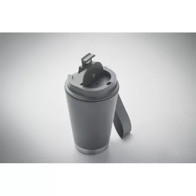Kubek dwuścienny z PP z paskiem 300 ml TOPIZ - Kamienny Szary (MO2596-15)