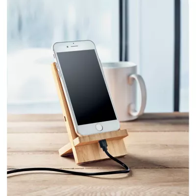 Ładowarka bezprzewodowa bambusowa 10W WHIPPY PLUS - Drewna (MO6277-40)