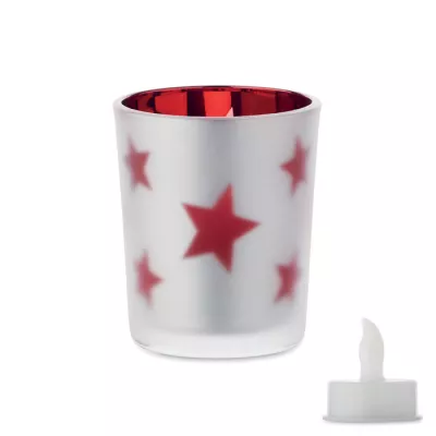 Świeczka LED tealight w szklanym słoiku LANDLE - Czerwony (CX1572-05)