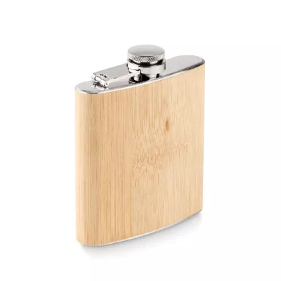 Piersiówka z bambusowym wykończeniem 170 ml HIPHIP - Bezowy (MO6356-13)