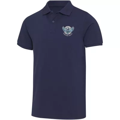Beryl naturalna koszulka polo z recyklingu z krótkim rękawem, unisex, o gramaturze 220 g/m² - Granatowy (39558-NAVY)